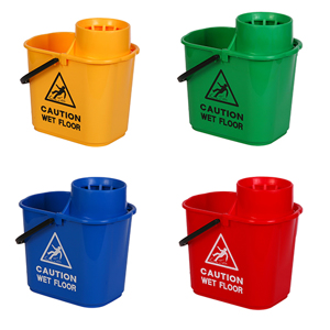 Bucket with Wringer & Wet Floor Warning