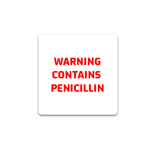 Warning Contains Penicillin Labels